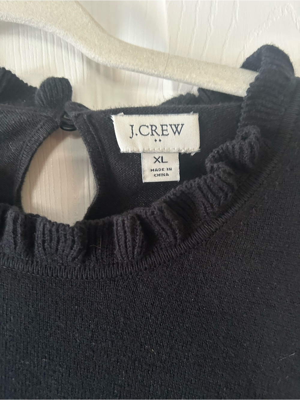 J.Crew Black Ruffled Crewneck Sweater